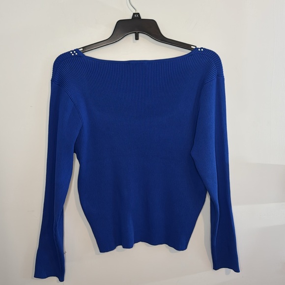 Nanette Lepore Sweater Blue, Cropped, Stud Detail, in Size L,‎ XL  NWT - Picture 7 of 15